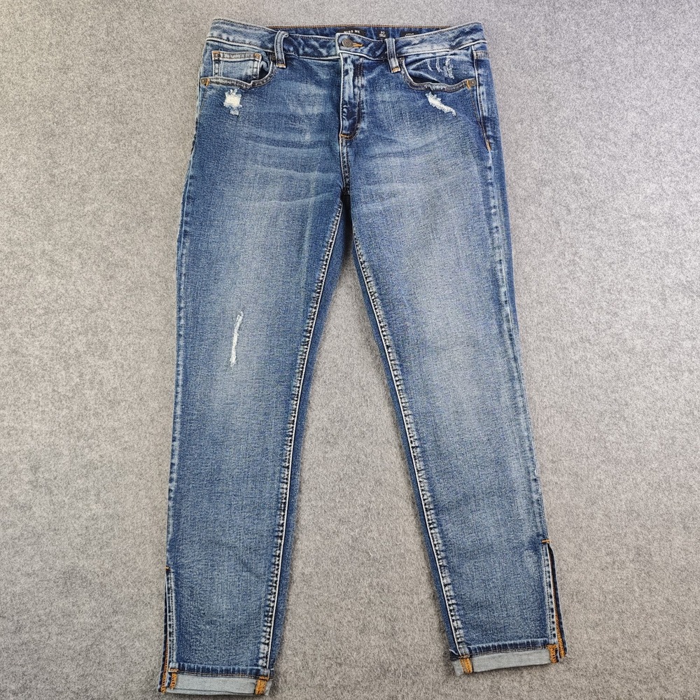 Miss Me Ankle Skinny Jeans Women's 30 Blue Medium Wash Distressed Mid Rise Denim